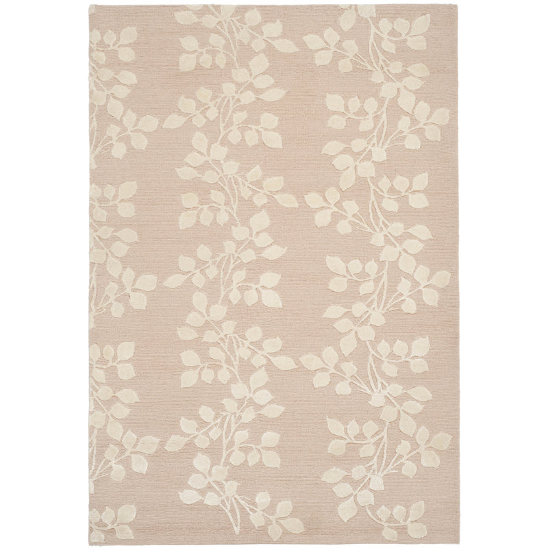 Tibetan Baskin Hand Knotted Silk/Wool Blush/Ivory Area Rug