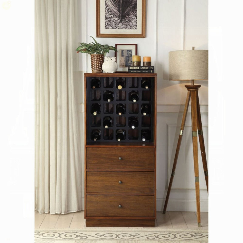 Walnut Wine Cabinet With 3 Drawer
