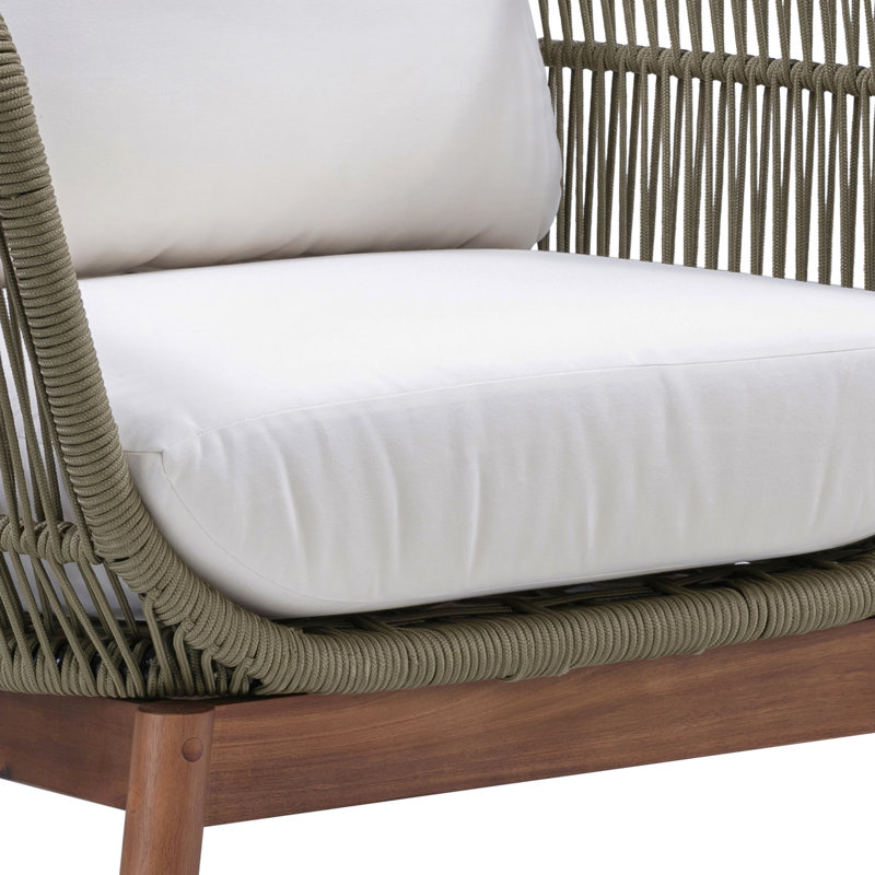 4 Piece Patio Sofa Set With Acacia Wood Base & Matching Table