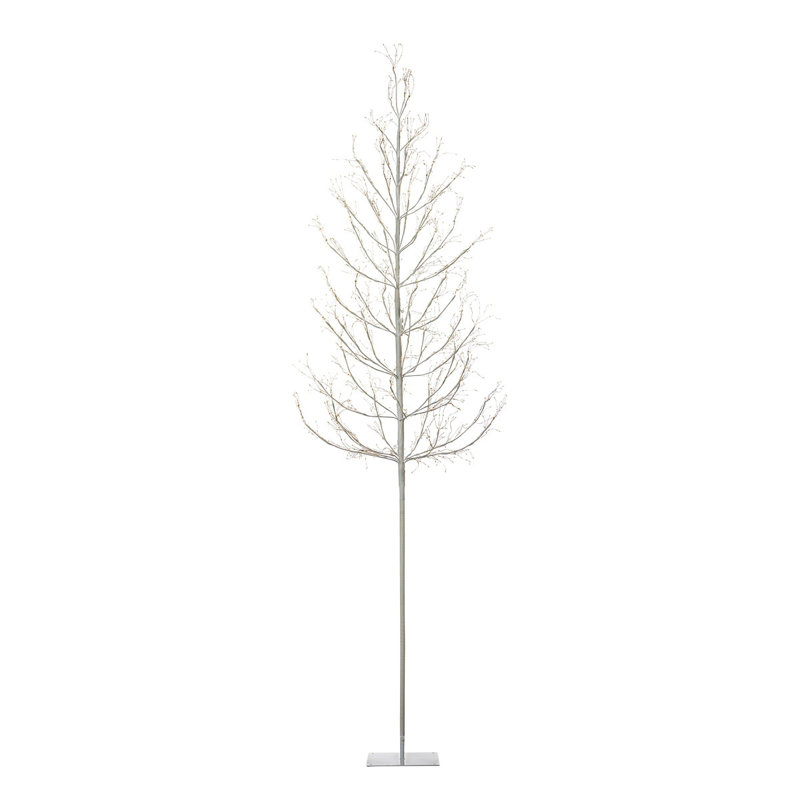 Arbre éclairé à DEL à hauteur réglable blanc d'hiver 7-8 pi, H 8 pi, Blanc