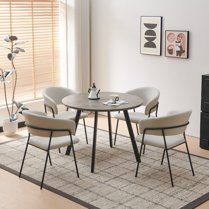 Andrya Chunky Weave Fabric Upholstered Armchair, Beige