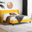 Lit plateforme tapissier Toderick avec aile de luxe et mélange de lin-985124328-985124326