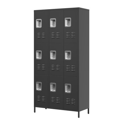 9 Door Metal Lockers With Lock For Employees, School, Office, Gym, Bedroom, Storage Locker Cabinet, Assembly Required