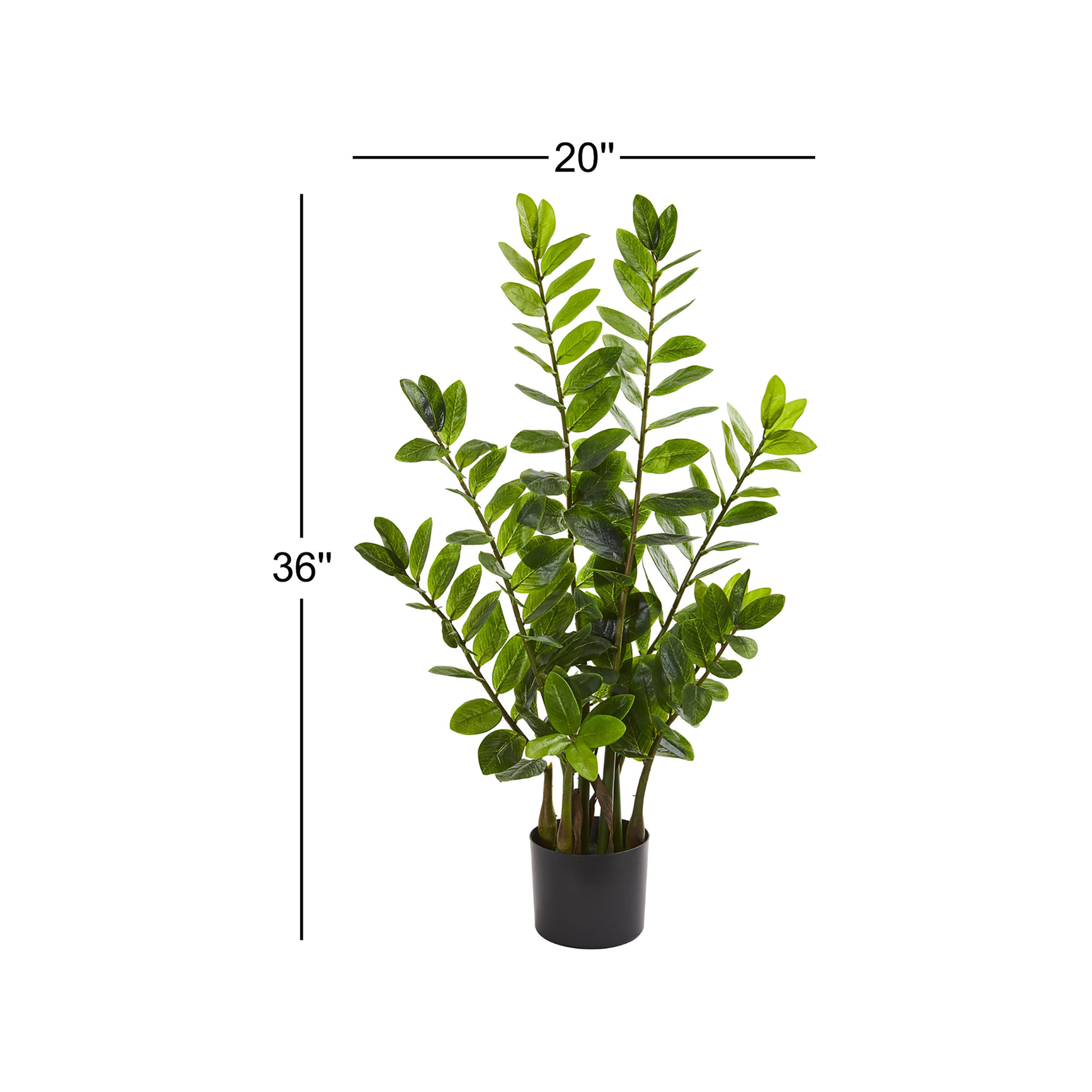 Faux ZZ Plant in Pot, 36" H x 20" W x 12" D