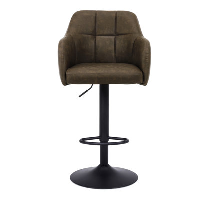 Upholstered Counter Height Stool, 360 Degree Swivel Bar Stool with Arms