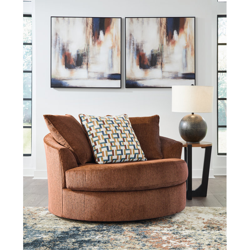 Dravion Upholstered Swivel Accent Chair, Spice Polyester