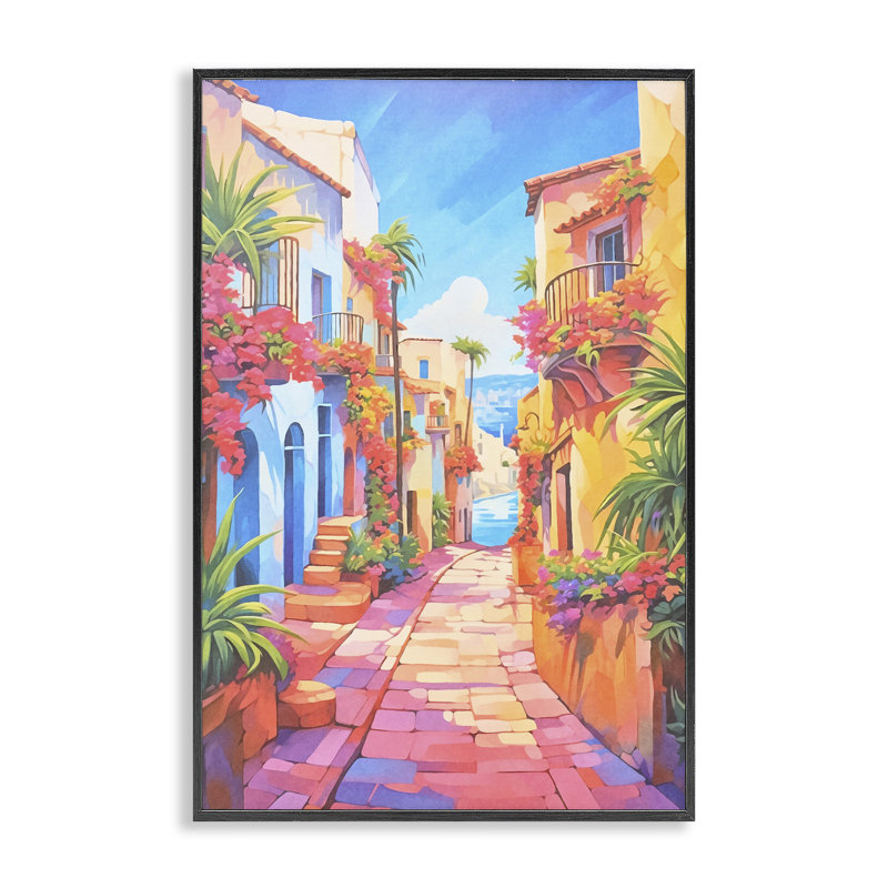 Art méditerranéen encadré par Giclée par Andrea Haase, H 18 po x l 12 po, Noir
