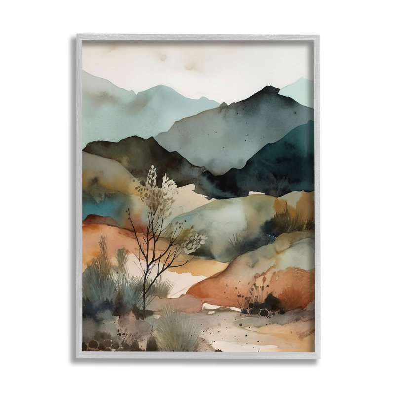 «Mountains Mood Abstract», impression encadrée sur bois par Andrea Haase, H 20 po x l 16 po x P 1,5 po