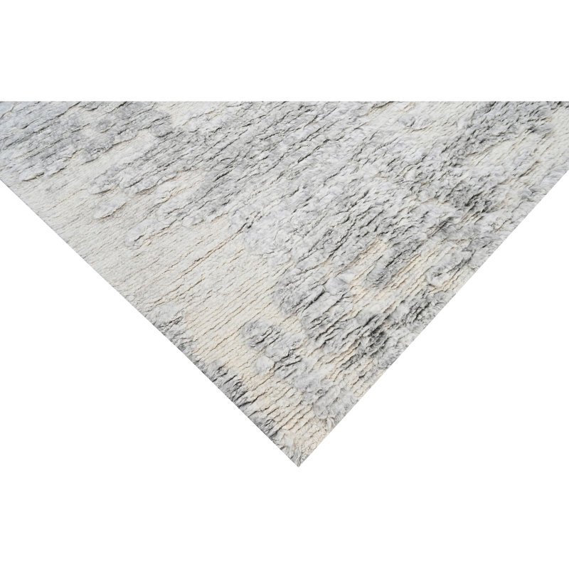 Wool Area Rug in Light Gray/Gray, Rectangle 8' x 10'