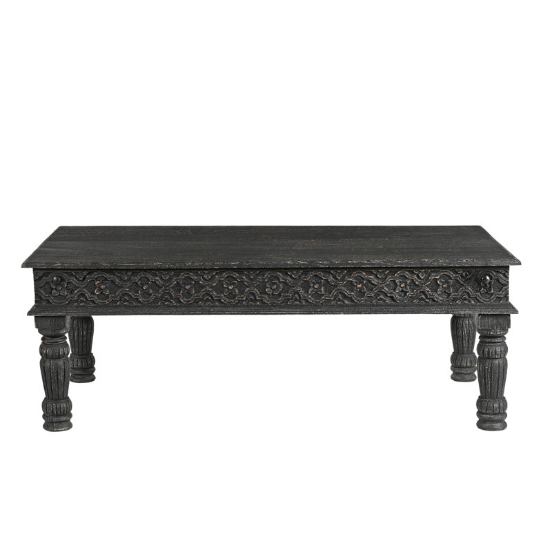 Aarohi Solid Wood Single Coffee Table, Black