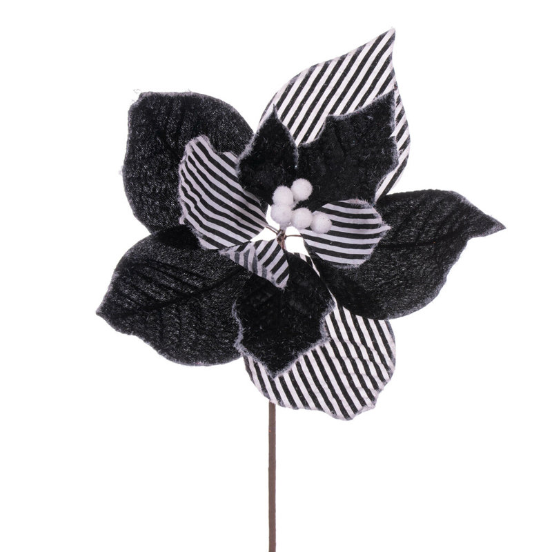 Fabric Poinsettia Arrangement, Black