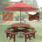 8 Person Wooden Picnic Table, Outdoor Camping Dining Table With Seat, Garden, DIY W/ 4 Built-In Benches, 2220Lb Capacity-1268776024