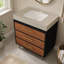 Meuble-lavabo autoportant moderne avec lavabo vasque en céramique et plateau en pierre frittée durable-1486592835