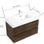 Meuble-lavabo de salle de bain en noyer 36 po - Lavabo, rangement maximum, lisse, poignée, noyer flottant moderne, grand silencieux,