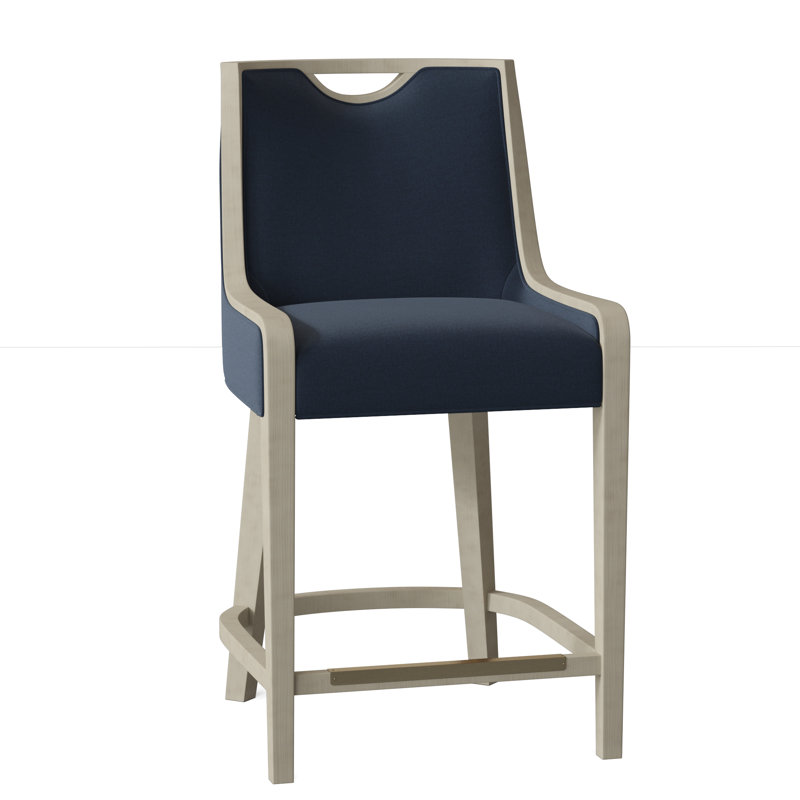 Tabouret de comptoir 26,5 po Anthony, 8789 100% polyester indigo, Noisette