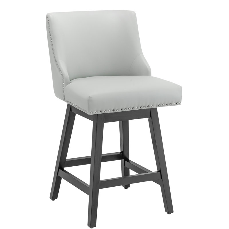 Lark Manor Counter Stools,26" 360 Free Swivel Bar Stools,Modern Counter Height Bar Stools With Upholstered,Wooden Barstool For Kitchen Island And Counter Height,Set Of 1,PU Leather