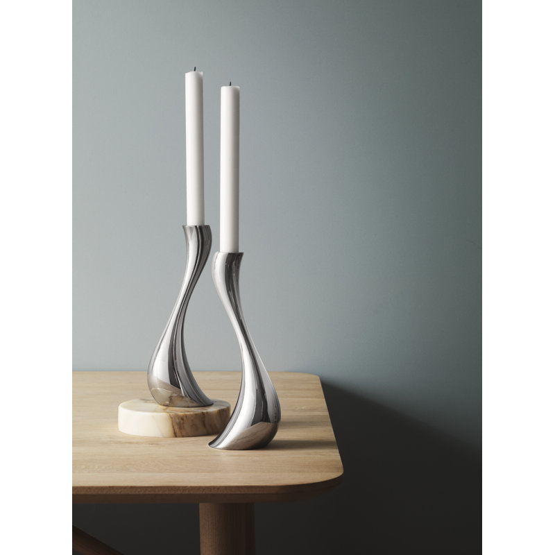 Cobra Stainless Steel Candlestick, 6.3" H x 2.95" W x 3.35" D, Stainless Steel