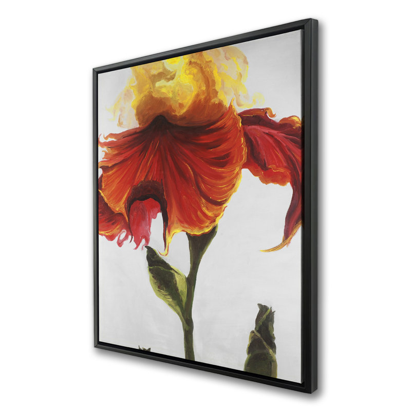 Blossoming Lily Flower - Red Framed Canvas for Home Decor