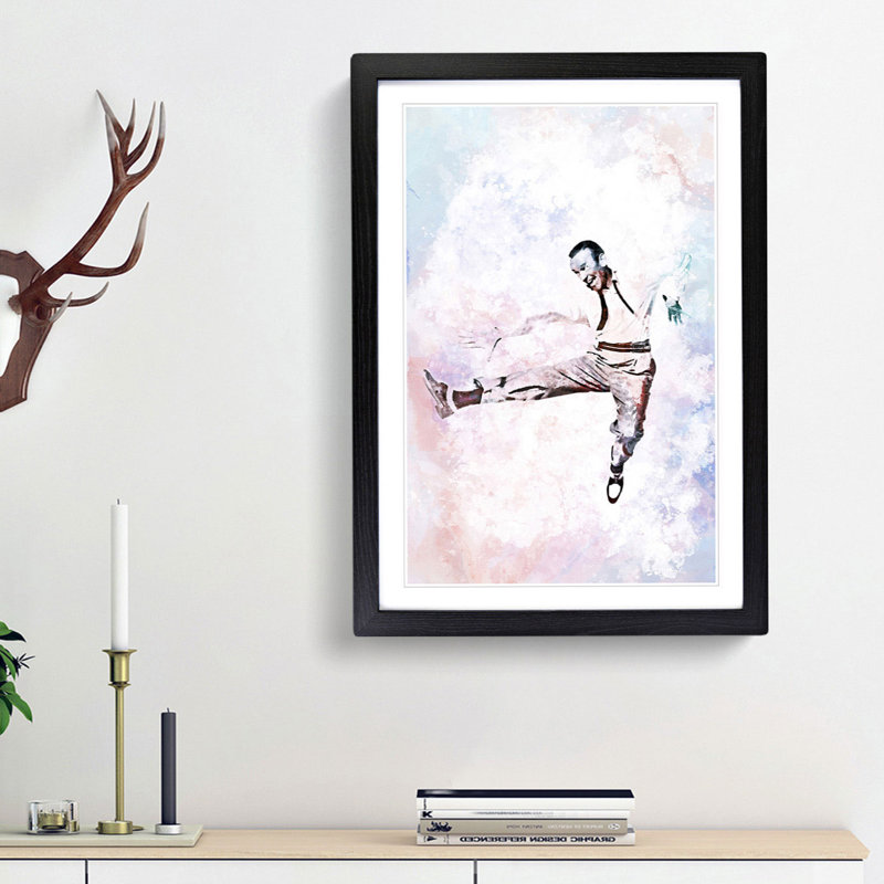 Fred Astaire Dancing in Abstract - Picture Frame Painting Print, 48cm H x 36cm W x 2cm D, Black Framed