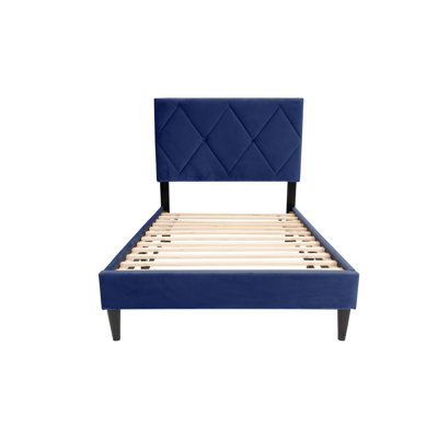 Twin Bed With 12 Support - Velvet Upholstery, Adjustable Headboard For Better Sleep Quality And Rest Experience, No Box Spring Stable Support, Personalized Comfort, Not Needed