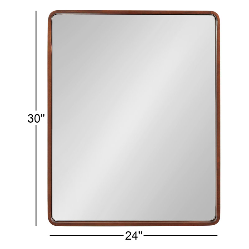 Sherman Wood Rectangle Mirror, 30" x 24", Walnut Brown