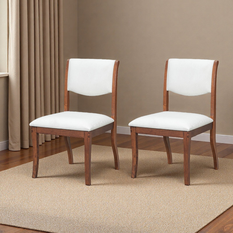Ensemble de 2 chaises de salle à manger rembourrées - Élégantes chaises d'appoint en tissu traditionnel avec lignes courbes, structure en bois massif