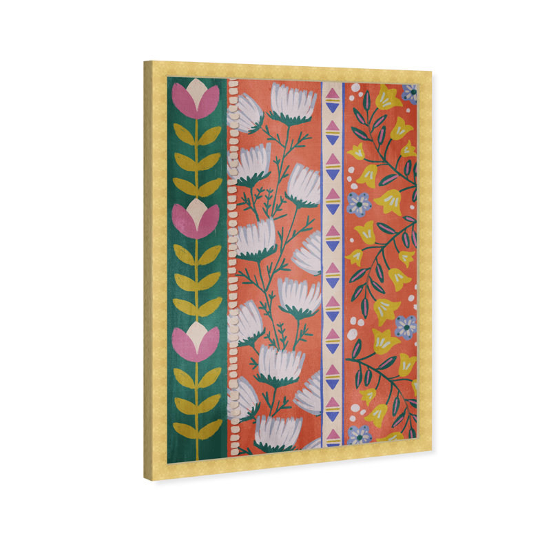 Motif floral coloré par Birch Lane ™ - reproduction de cadre photo, H 38 po x l 26 po, Or