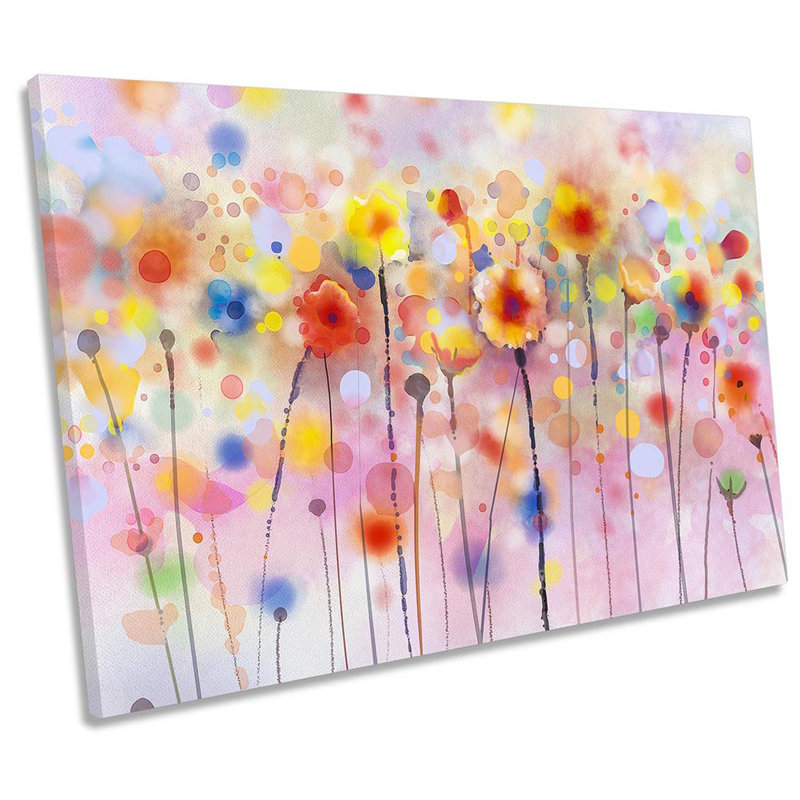 Flowers Multi Coloured Repro - Wrapped Canvas Print, 61cm H x 91.4cm W x 4cm D