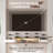 70" Farmhouse Floating Tv Stand  For Tvs Up To 80 Inch,wood Floating Entertainment Center With Storage Cabinet,wall Mounted Tv Shelf With Light & Charging Station