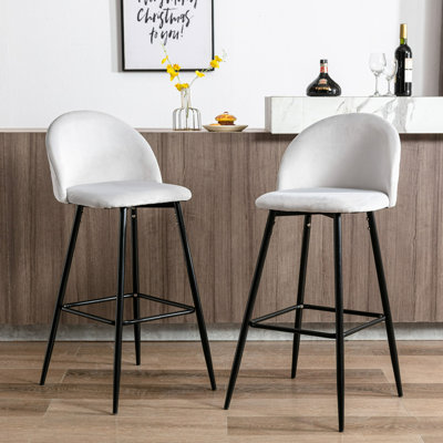 Upholstered Counter Stool with Metal Frame