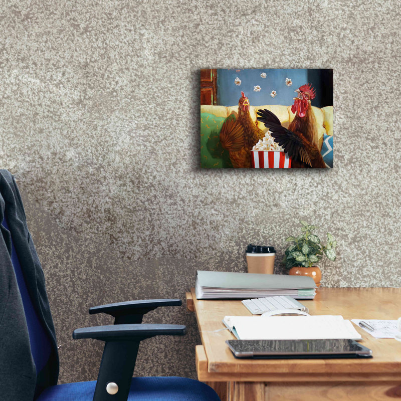 «Popcorn Chickens» par Lucia Heffernan, reproduction sur toile tendue, H 12 po x l 16 po