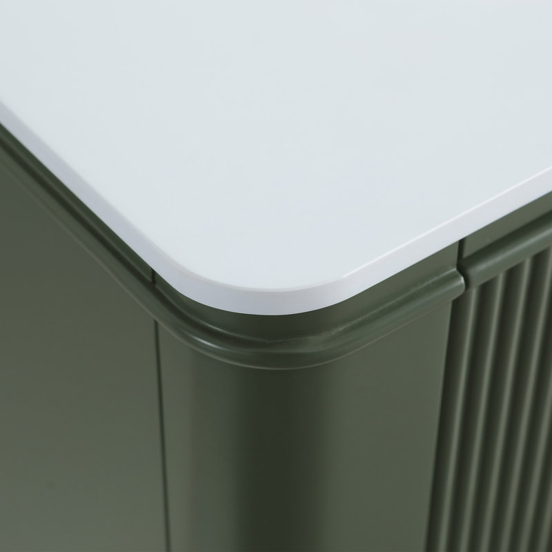 Meuble-lavabo mural flottant vert 36 po avec lavabo en bois d'hévéa massif avec tiroirs en queue d'aronde à fermeture en douceur