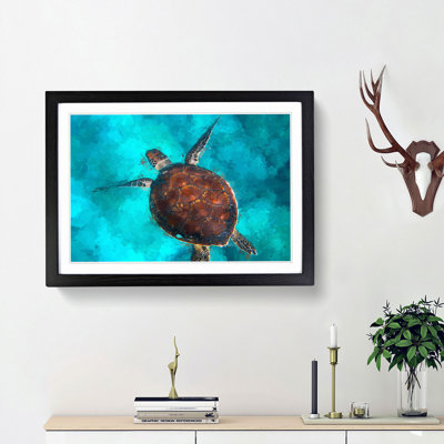 A Sea Turtle in Abstract - Picture Frame Graphic Art Print on MDF