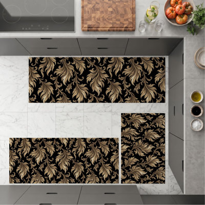 Tropical Leaf Non-Slip Washable Kitchen Mats