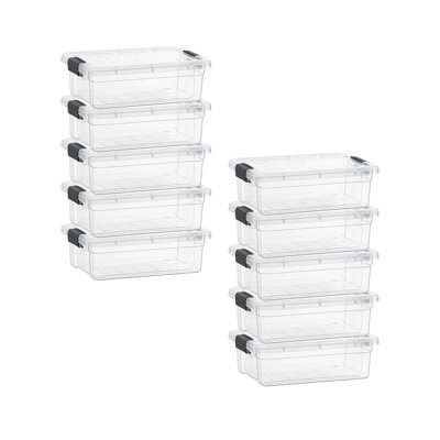 Clear Storage Bin with Lid, Plastic Organizing Storage Box for Home, 10 Pack