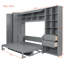  Grand lit escamotable mural avec placard, tablettes et tiroirs de rangement, gris-2107023590-2107023589