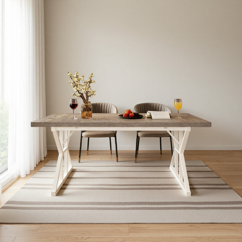 X-Shaped Design Kitchen Table,Dining Table,Computer Desk, White, Gray