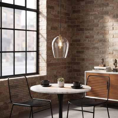 Luminaire suspendu en verre nickel brossé
