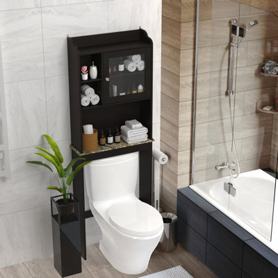 Modern Over The Toilet Space Saver Organization Wood Storage Cabinet