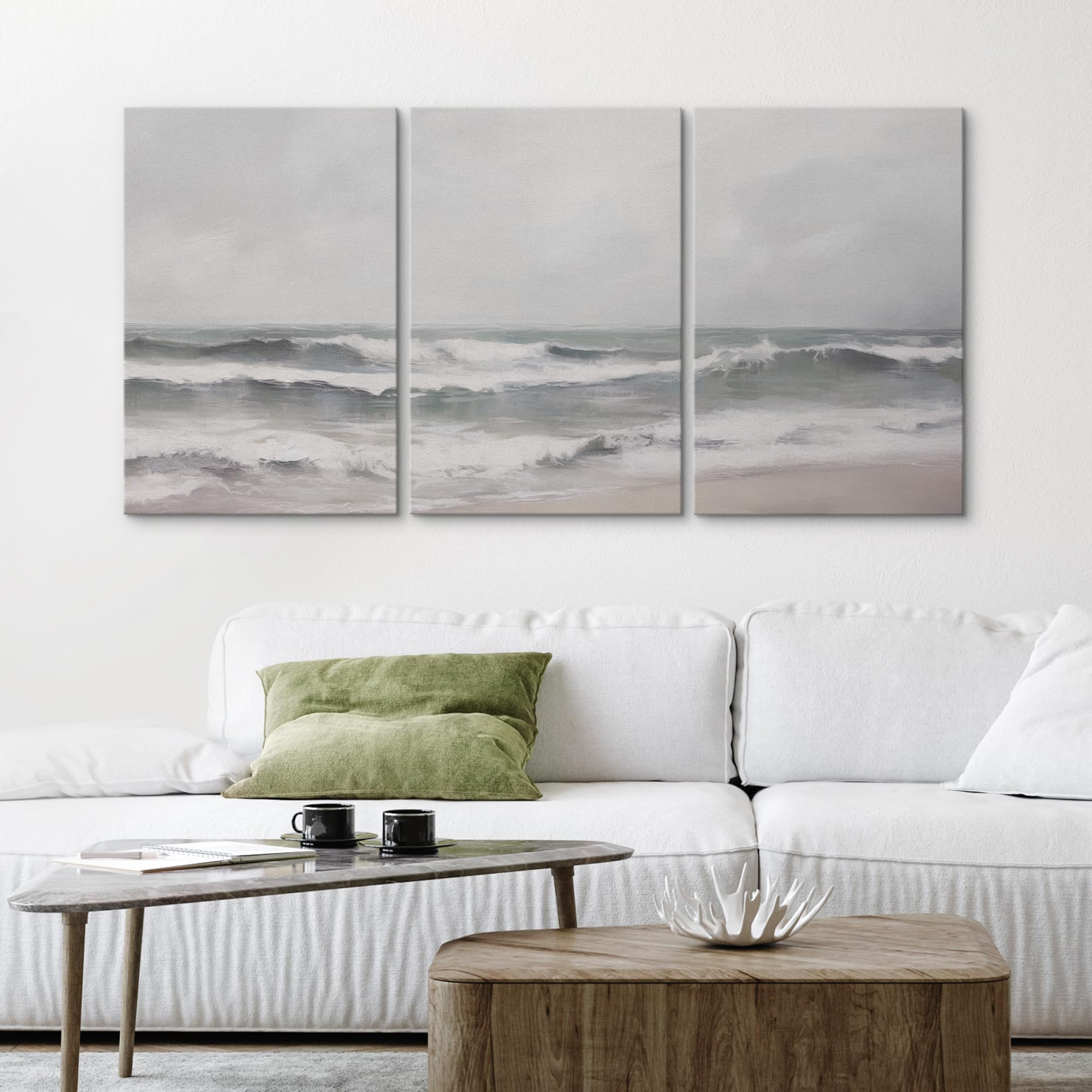 Rustic Pcean Background IDEA4WALL Coastal Beach Ocean Waves Cloudy Beach Nature Fine Landscape ...