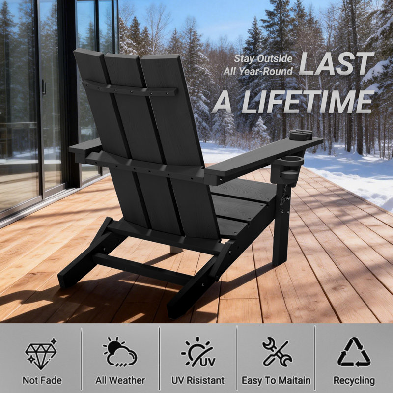Chaise Adirondack pliante pour l'extérieur , Noir