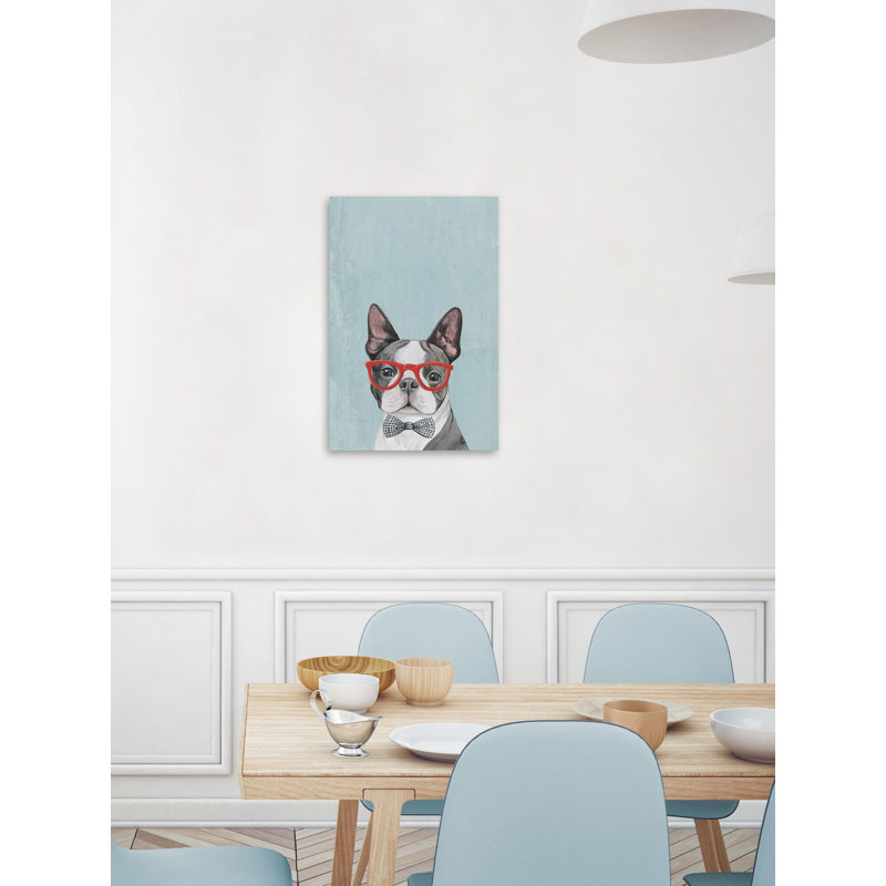 Geeky Puppy 1 Piece Wrapped Canvas Painting, 38 cm H x 25 cm W x 3.81cm D