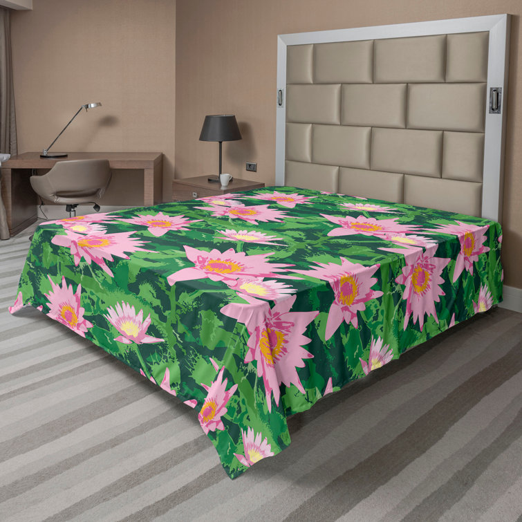 Ambesonne Floral Flat Sheet Peonies Spring Botanical Art