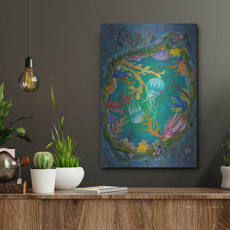 «Look Into JellyLand» par Tim Marsh, art mural en métal, H 16 po x l 12 po