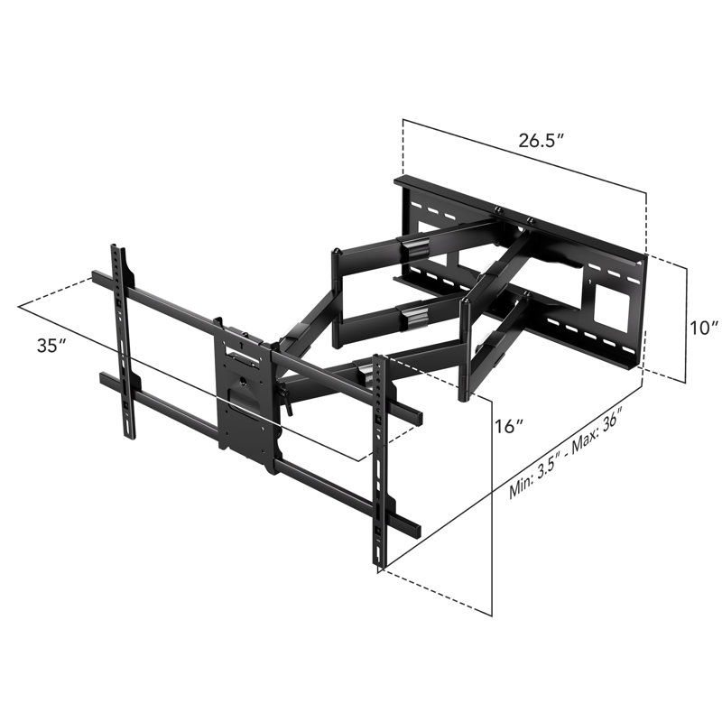 Mount-It! Full Motion Wall Bracket TV Mount | 36 in. Extended Articulating Arm Fits 40 to 90 in. TVs