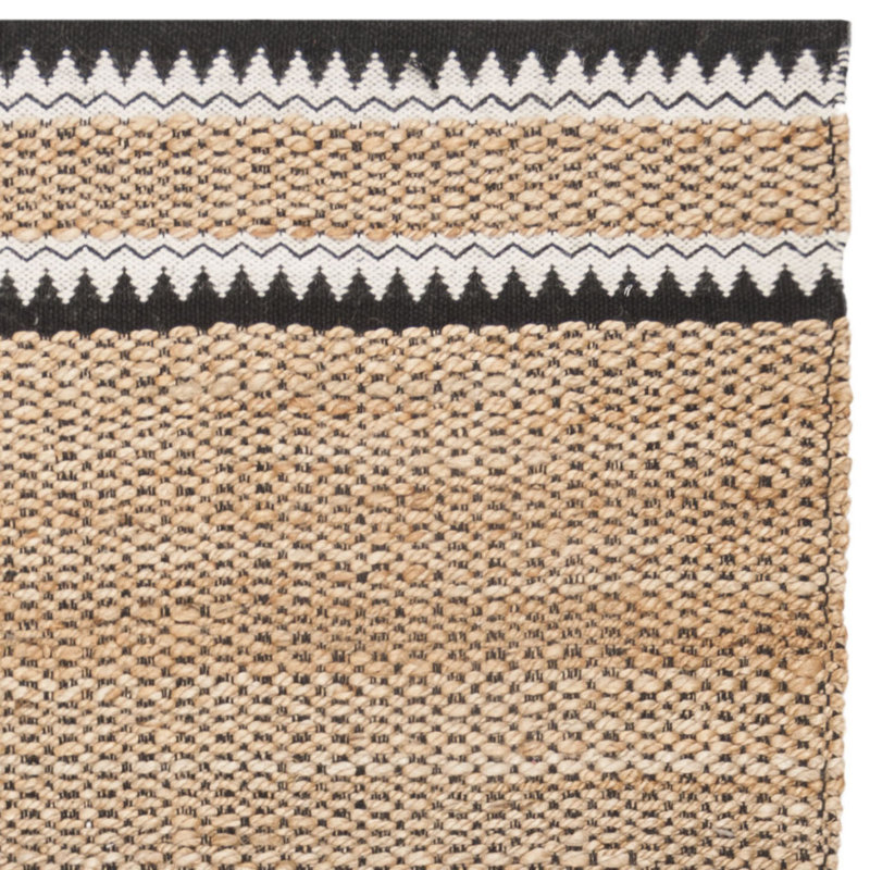 Bynum Hand Woven Jute/Wool Striped Rug in Natural/Black, Rectangle 6' x 9'