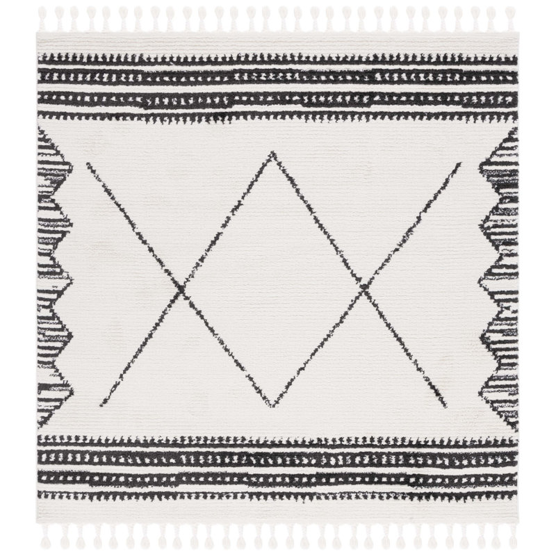 Baar Tassel Performance Abstract Rug, Square 6'7"