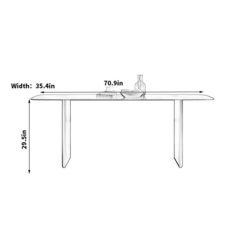 Reynal Metal Base Dining Table, 29.5" H x 70.9" L x 35.4" W