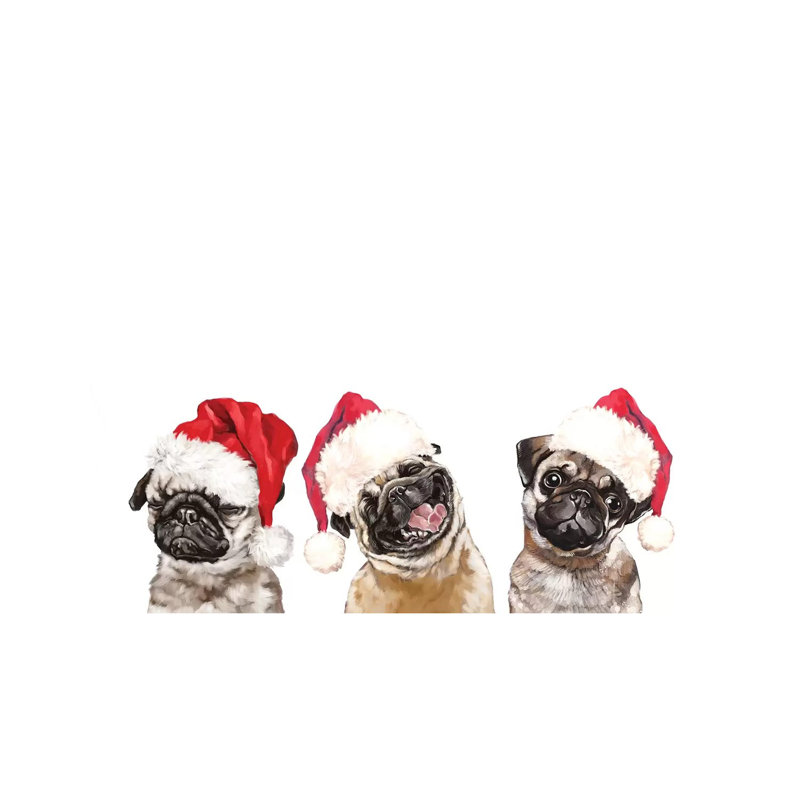3 Emotional Pug Before Christmas by Big Nose Work - Wrapped Canvas Gallery-Wrapped Canvas Giclée, 152.5 cm H x 101.5 cm W