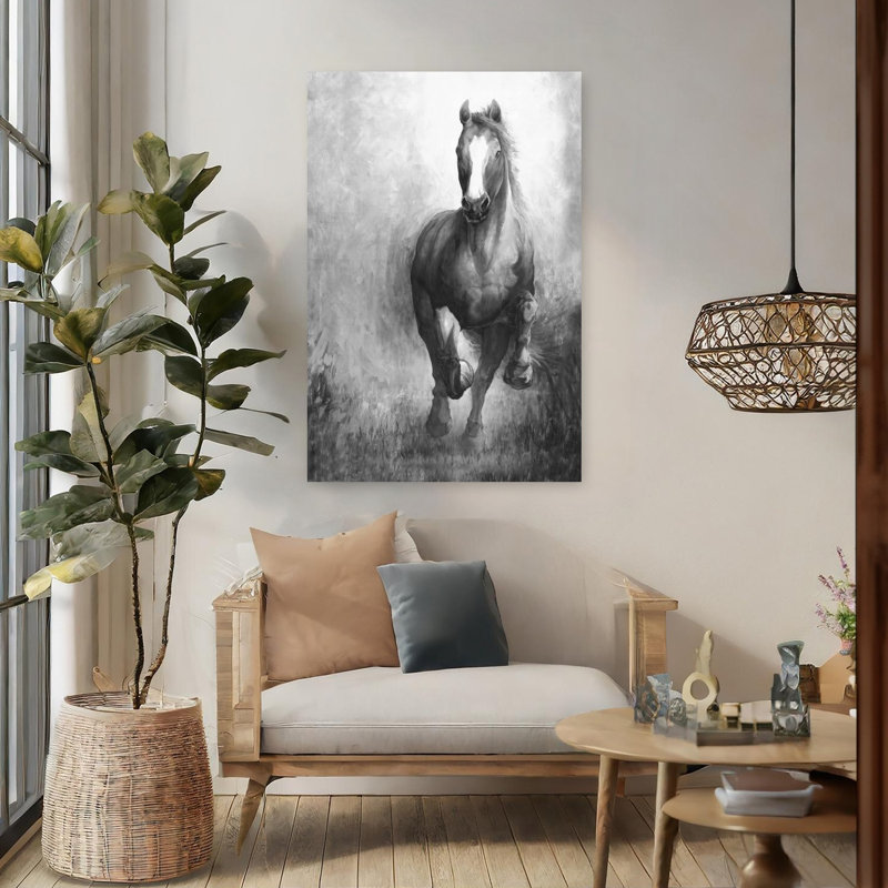 Art au cheval contemporain au galop, H 48 po x l 32 po